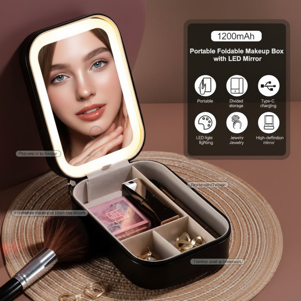 Makeup Box with LED Mirror